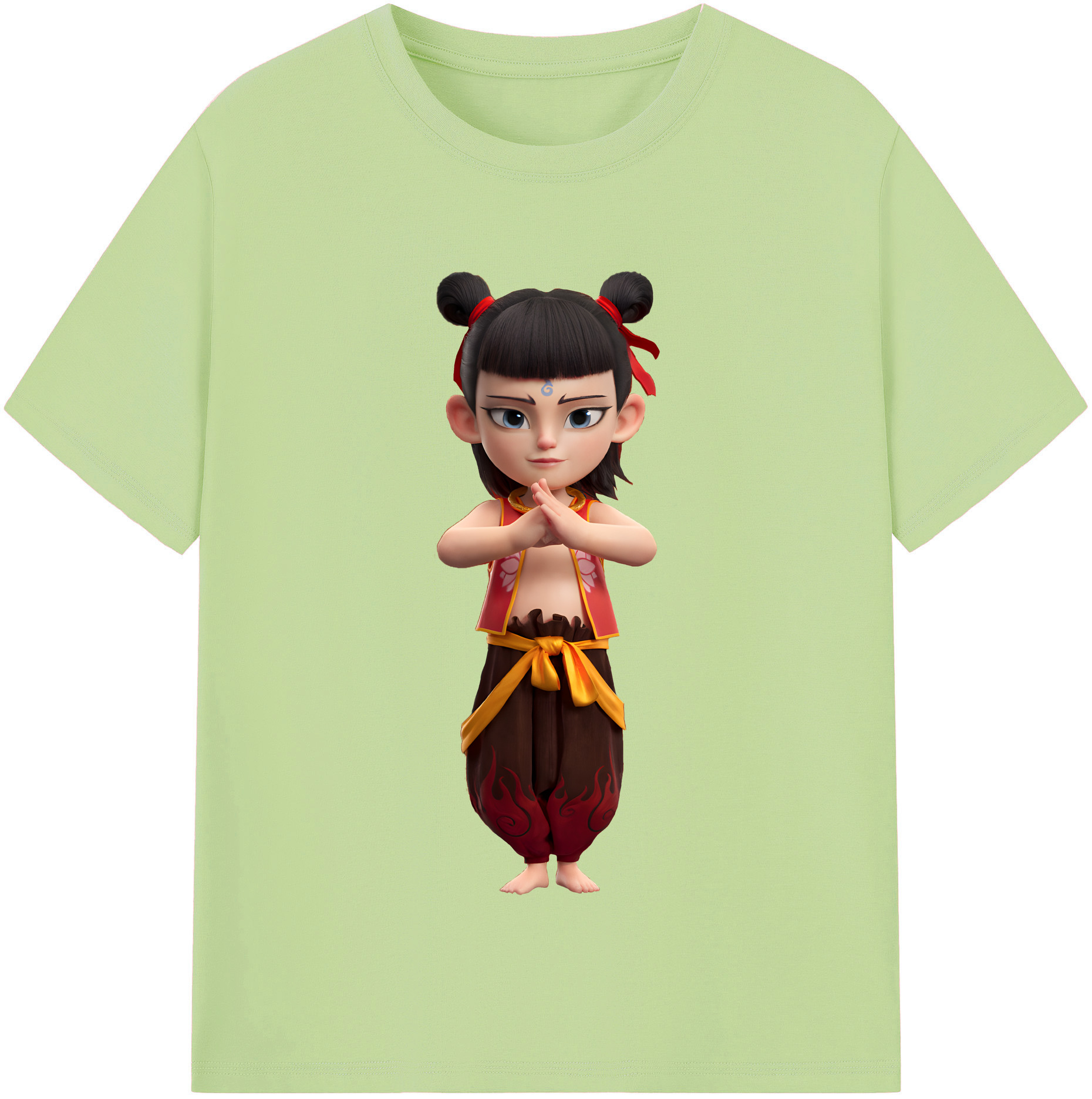 （画像用） Ne Zha 2 ナタ 魔童の大暴れ 綿100％半袖Tシャツ（フロントプリント）